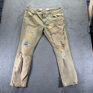 R3bel Jeans Men's 40x32 Blue Cotton Denim Straight Leg Distressed Faded Stretch